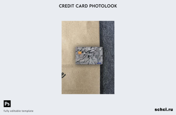 цифровая загрузка США Deutsche Bank Visa, фотоизображение, передний шаблон